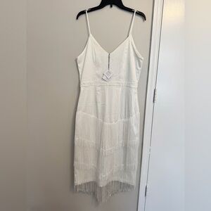 Elegant White Fringe Dress
